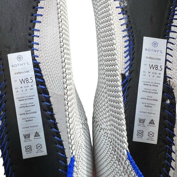 Rothy’s Women’s Knit Solid Light Grey Pointed Toe Flats Shoes Size 8.5 - Picture 4 of 9